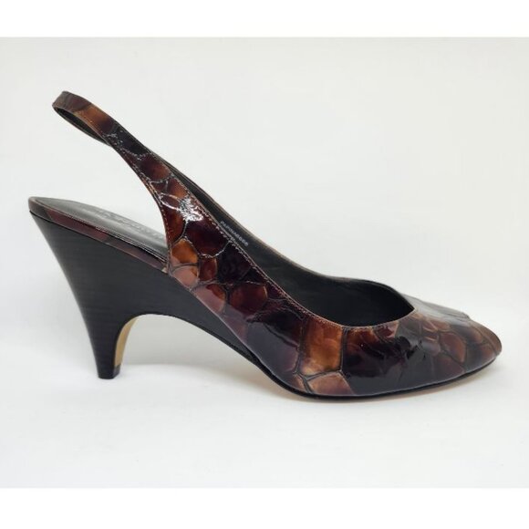 Donald J Plinter Women's Open Toe Leather Slingback Sandal Heel Size 8, 9.5 & 10 - Picture 2 of 6